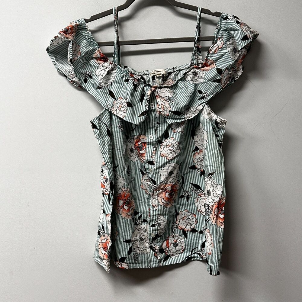 No Comment Plus Cold Shoulder Floral and Stripes 100% Cotton Size 2X